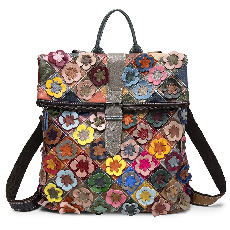 Women Bags Leather - Damski plecak vintage ze skóry naturalnej,