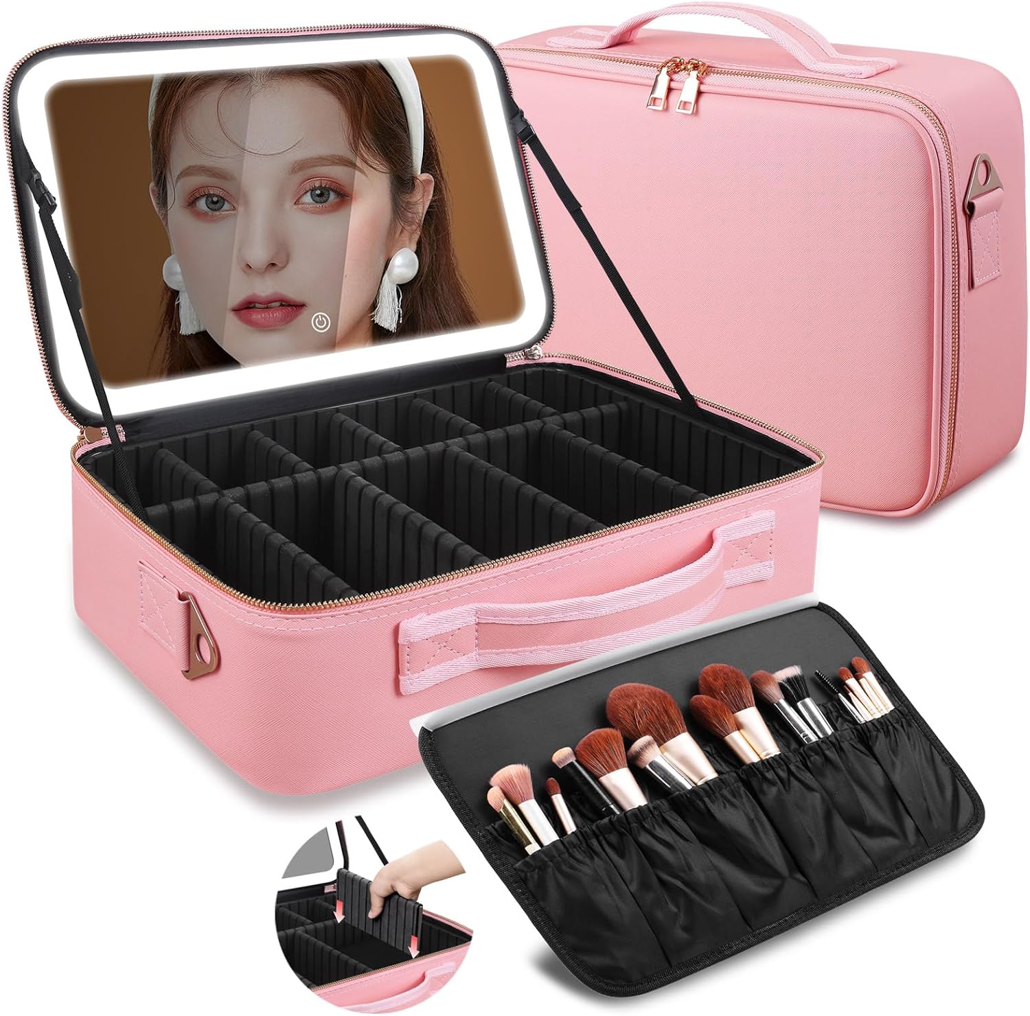 Women Bags Medium Size - Duża kosmetyczka z lustrem LED 15''X11''