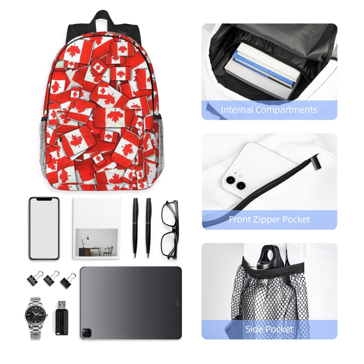 Plecak z motywem flagi Kanady, – Women Bags Canada recenzja i cena